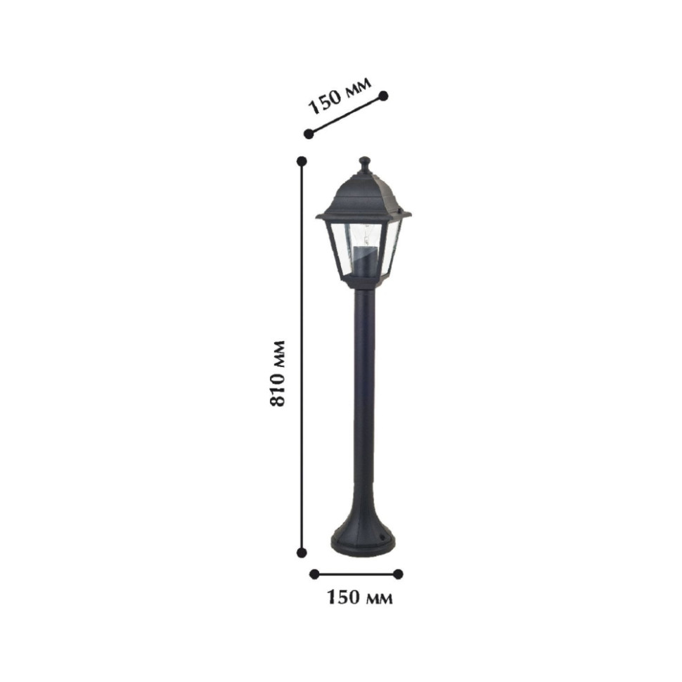 Уличный фонарный столб Favourite Leon с лампочкой 1812-1F+Lamps E27 P45, цвет черный 1812-1F+Lamps E27 P45 - фото 3