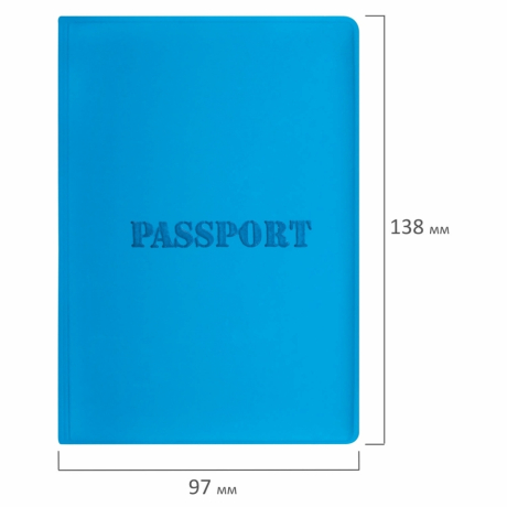 Нарушена упаковка! <709883> Обложка для паспорта, мягкий полиуретан, "PASSPORT", голубая, STAFF, 238405 (238405)