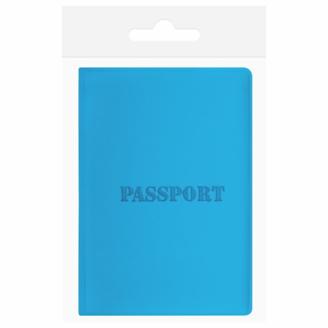 Нарушена упаковка! <709883> Обложка для паспорта, мягкий полиуретан, "PASSPORT", голубая, STAFF, 238405 (238405)