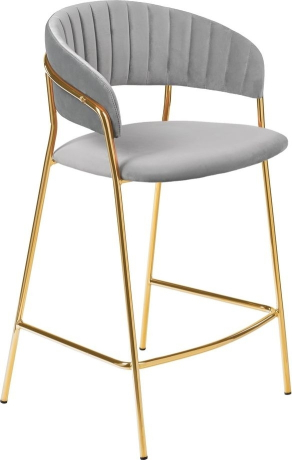 Стул полубарный Turin серый с золотыми ножками Bradex Home 761750