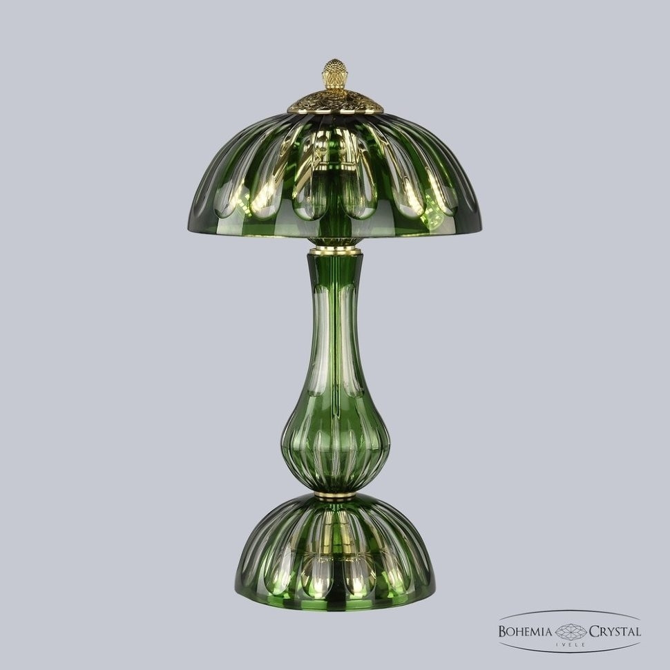 1370L/3/25 Ni Clear-Blue/H-1I Настольная лампа Bohemia Ivele Crystal, цвет золото, прозрачный зелёный