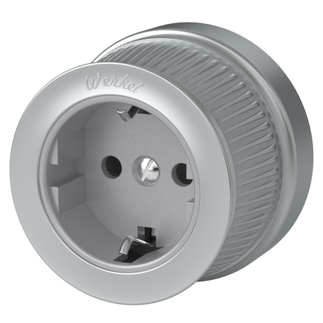 Розетка с заземлением Werkel Ретро (матовый хром) WL19-10-01