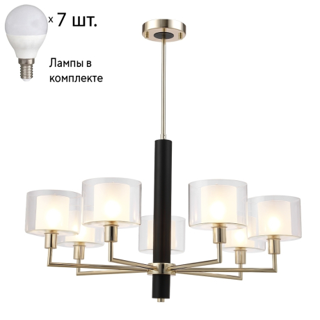 Подвесная люстра с лампочками CRYSTAL LUX Maestro SP-PL7 Gold+Lamps 