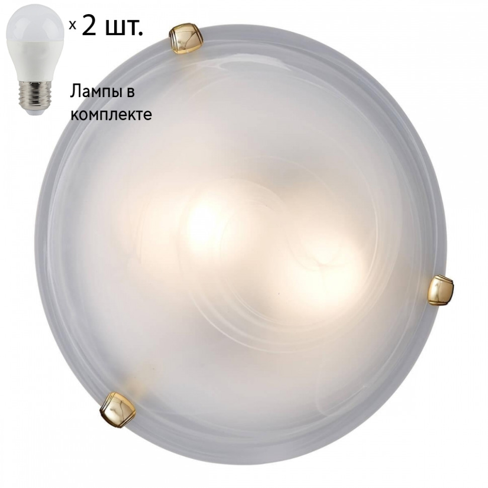 Настенно-потолочный светильник Sonex Duna с лампочками 253 золото+Lamps E27 P45, цвет белый 253 золото+Lamps E27 P45 - фото 1