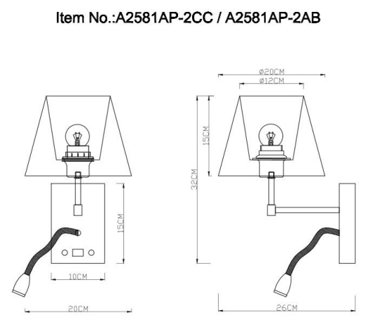 Нарушена упаковка!  <240851> Бра с LED подсветкой и USB-портом Arte Lamp Elba A2581AP-2CC