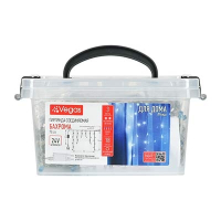 VEGAS  24V Электрогирлянда "Бахрома" 72 синих LED ламп, 18 нитей, в боксе, прозрачный провод, 3*0,6 м, с блоком питания, удлиняемая /4