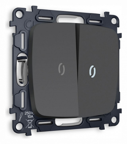 Выключатель двухклавишный с подсветкой без рамки Ambrella Volt OMEGA MO904015