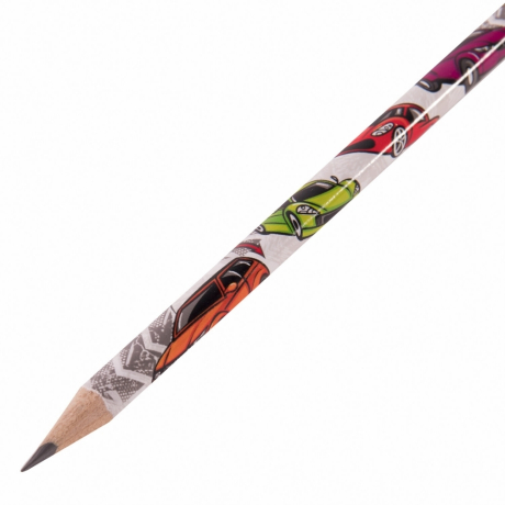 Нарушена упаковка!  <320653> Карандаш чернографитный ЮНЛАНДИЯ "МАШИНКИ", 1 шт., HB, с ластиком, корпус с печатью, 886152 (886152)