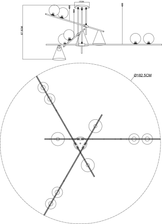 Люстра на штанге Arte lamp JACOB с Марусей A7029PL-9BK-M 