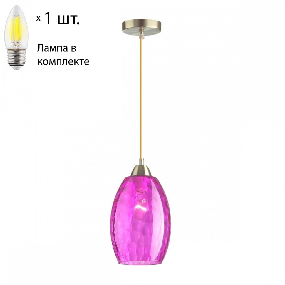 Подвесной светильник Lumion Sapphire с лампочкой 4487/1+Lamps E27 Свеча, цвет античная бронза 4487/1+Lamps E27 Свеча - фото 1