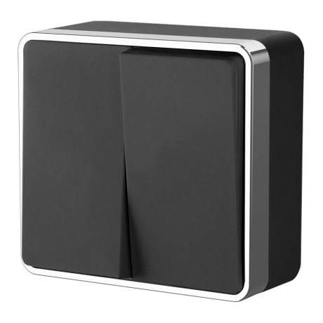 Выключатель двухклавишный Gallant (черный/хром) Werkel 188656