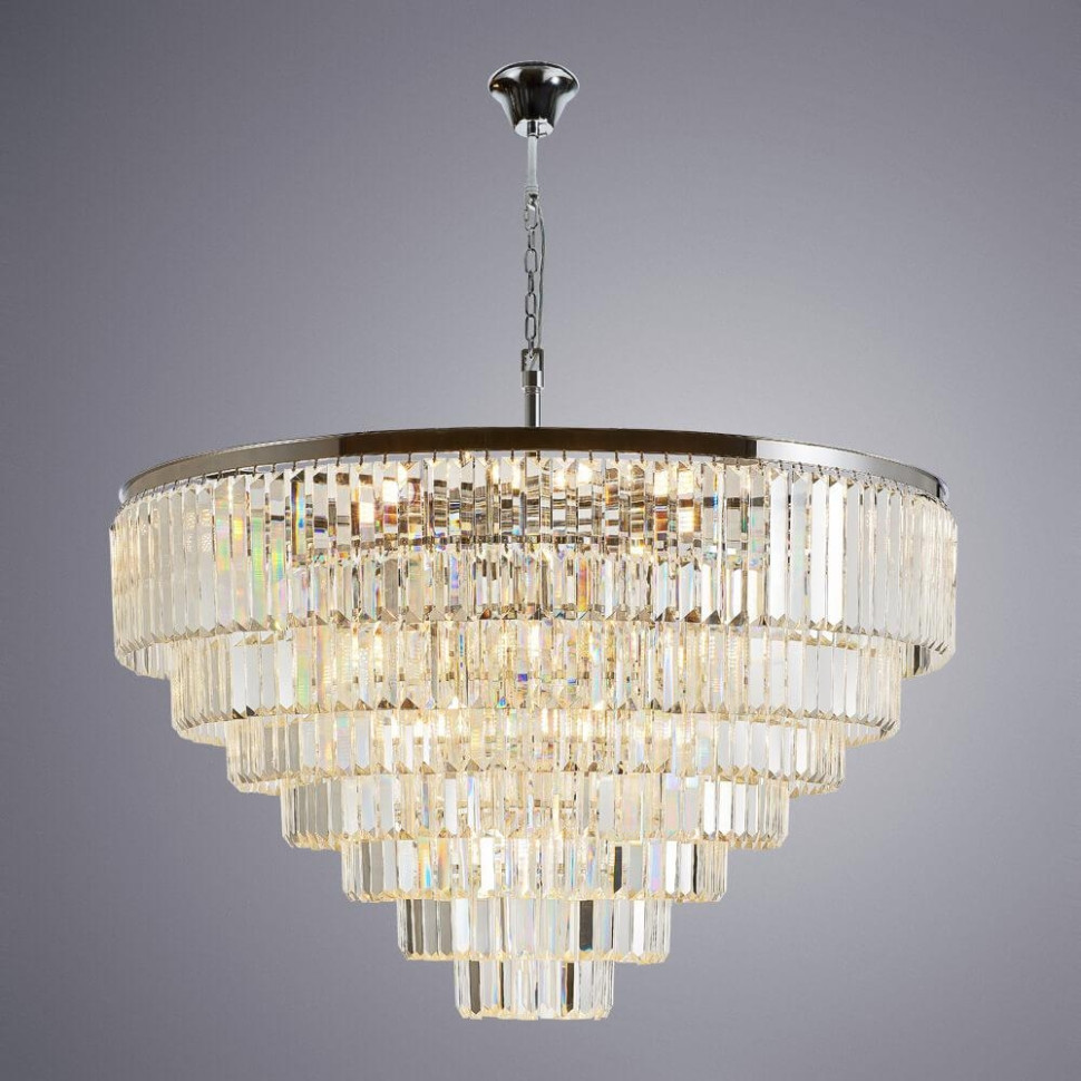 Большая люстра со светодиодными лампочками E14 , комплект от Lustrof. №132632-622757, цвет хром