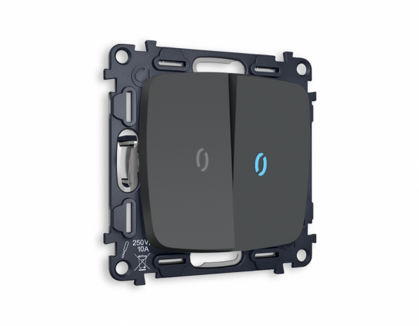 Выключатель двухклавишный с подсветкой без рамки Ambrella Volt OMEGA MO904020