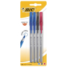 Нарушена упаковка! <375858> Ручки шариковые с грипом BIC "Round Stic Exact", НАБОР 4 шт./3 ЦВЕТА (синий, черный, красный), линия письма 0,28 мм, блистер, 932858 (143979)