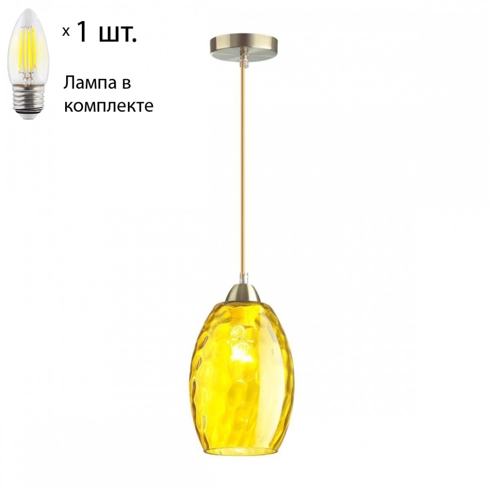 Подвесной светильник Lumion Sapphire с лампочкой 4486/1+Lamps E27 Свеча, цвет античная бронза 4486/1+Lamps E27 Свеча - фото 1