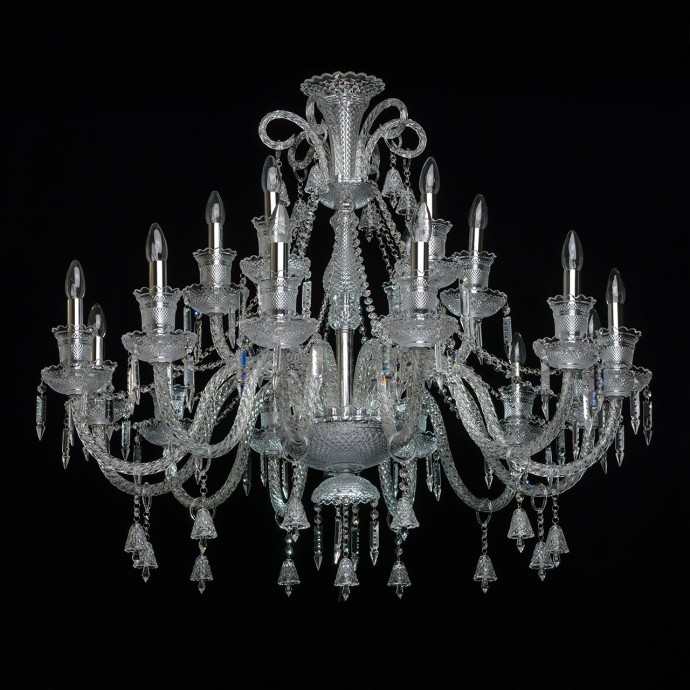 Большая люстра со светодиодными лампочками E14, комплект от Lustrof. №35783-668052, цвет матовое серебро, прозрачный - фото 2