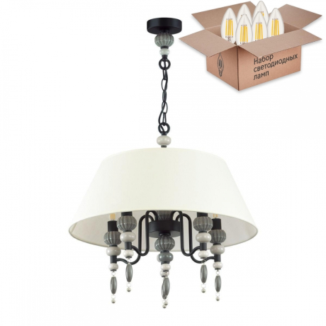 Подвесная люстра Odeon Sochi с лампочками 4896/5A+Lamps E14 Свеча 