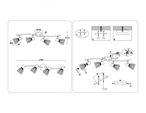 Настенно-потолочный спот Ambrella light TRADITIONAL TR8662 