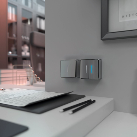 Выключатель одноклавишный с подсветкой (серебряный)  Werkel 283014 (a052766)