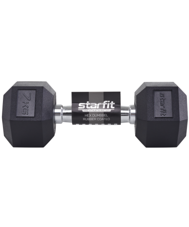 Нарушена упаковка!  <381811> Гантель гексагональная DB-301 7 кг, обрезиненная, черный 4680459126740