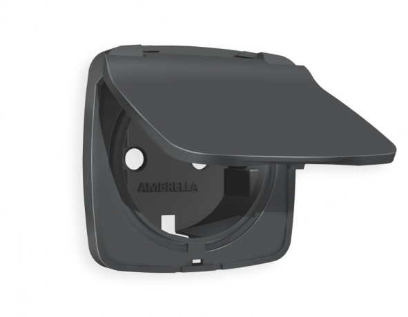 Накладка для розетки влагозащищенной с заземлением и со шторками с крышкой Ambrella Volt OMEGA OP9080 