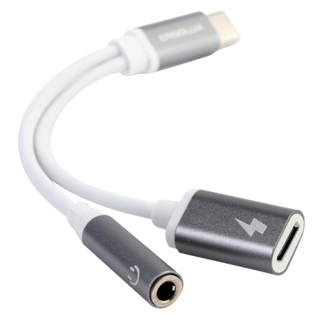 ERGOLUX ELX-CSA02-C01 (Адаптер Type C звук+зарядка, 2 Type C-3.5мм, 8см, Белый, Блистер) (15291)