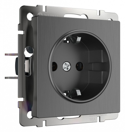 Розетка с заземлением и со шторками, без рамки Werkel графит рифленый W1171104