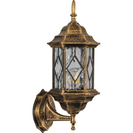 Светильник садово-парковый Feron PL121 шестигранный на стену вверх 60W E27 230V,черное золото 11343