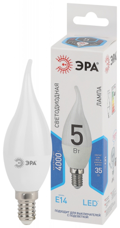 Нарушена упаковка!  <162983> Лампа светодиодная ЭРА E14 5W 4000K матовая LED BXS-5W-840-E14 Б0027968