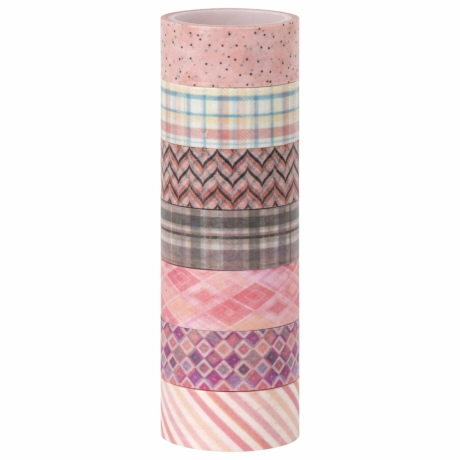 Нарушена упаковка! <236306> Клейкие WASHI-ленты для декора ОТТЕНКИ РОЗОВОГО, 15 мм х 3 м, 7 цветов, рисовая бумага, ОСТРОВ СОКРОВИЩ, 661704 (661704)