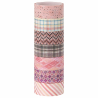 Нарушена упаковка!  <236306> Клейкие WASHI-ленты для декора ОТТЕНКИ РОЗОВОГО, 15 мм х 3 м, 7 цветов, рисовая бумага, ОСТРОВ СОКРОВИЩ, 661704 (661704)