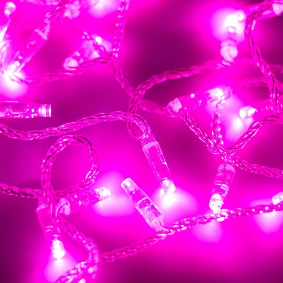 10м. Уличная гирлянда нить розовый свет Ardecoled 230V ARD-String-Classic-10000-Clear-100Led-Flash Pink (25792)