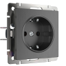 Розетка с заземлением (графит рифленый) Werkel 228631