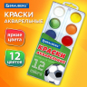 Нарушена упаковка! <757459> Краски акварельные BRAUBERG 12 цветов "Футбол", медовые, круглые кюветы, 192565