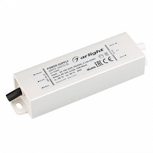Трансформатор для светодиодной ленты 24V 15W IP67 Arlight ARPV 022897 блок питания arpv 24060 slim pfc b 24v 2 5a 60w arlight ip67 металл 3 года 023553 1