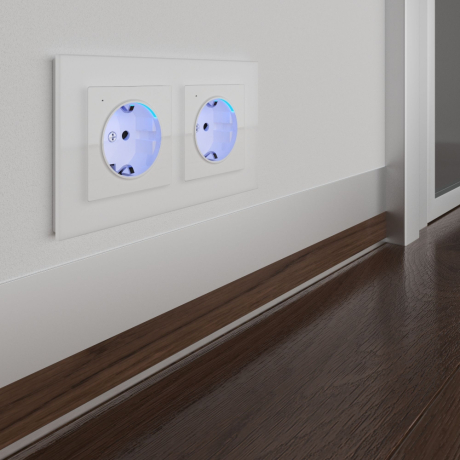 Розетка с заземлением и подсветкой (белая) Werkel 157732