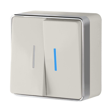 Выключатель двухклавишный с подсветкой Gallant (слоновая кость) Werkel 94412