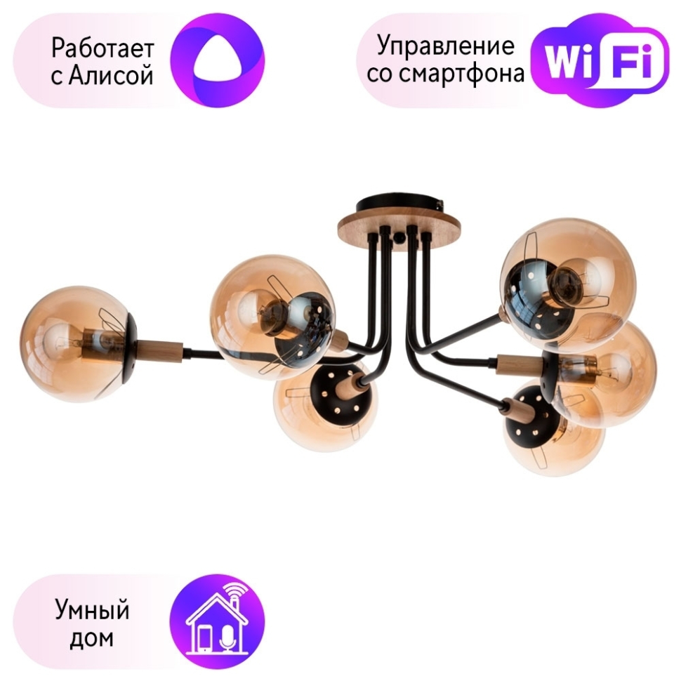 Потолочная люстра Oxford Arte lamp с поддержкой Алиса A2716PL-6BK-A 12570₽
