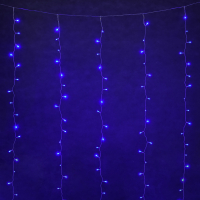 Электрогирлянда Занавес Vegas 96 син. LED, 8 реж., 6 нит., блок пит., размер 1,5х1,5+5м, IP44 220V/4,5V 55148