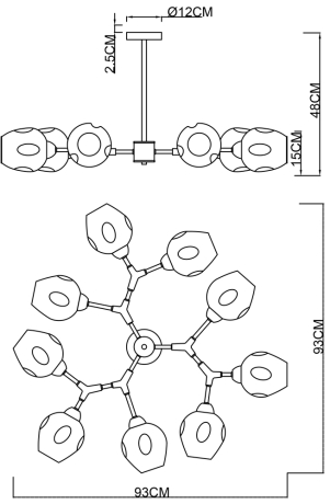 Люстра на штанге Arte Lamp Yuka A7759PL-9PB 