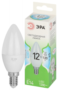 Лампочка светодиодная ЭРА GREEN LINE LED B35-12W-840-E14 GL E14 12 Вт свеча яркий белый свет Б0067140