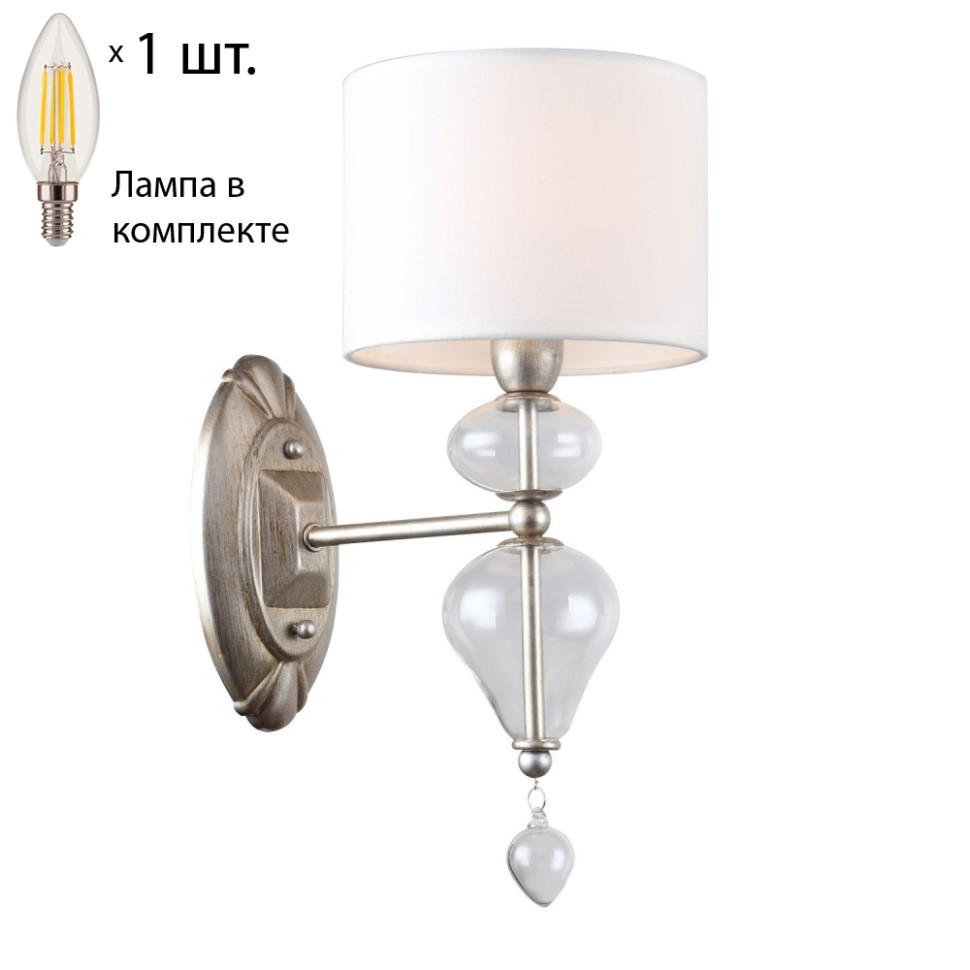 Бра с лампочкой Favourite Ironia 2554-1W+Lamps E14 Свеча свеча классическая 7х10 см белая