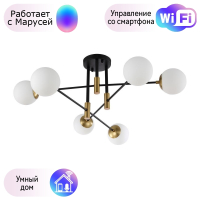 Потолочная люстра Crystal Lux с поддержкой Маруся FIDEL PL6 BLACK-М