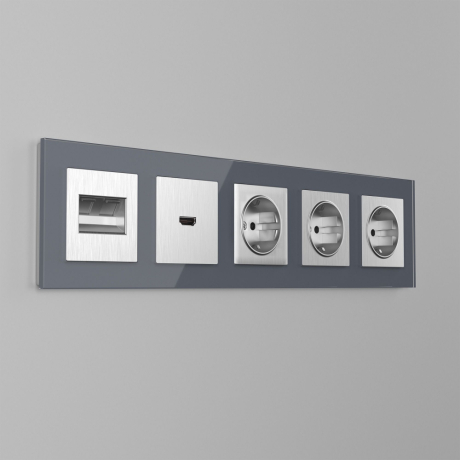 Розетка с заземлением (cеребряный рифленый) Werkel 90625