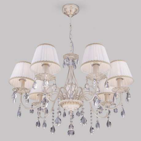 Подвесная люстра Eurosvet Amelia 3637/7 белый с золотом/прозрачный хрусталь Strotskis 