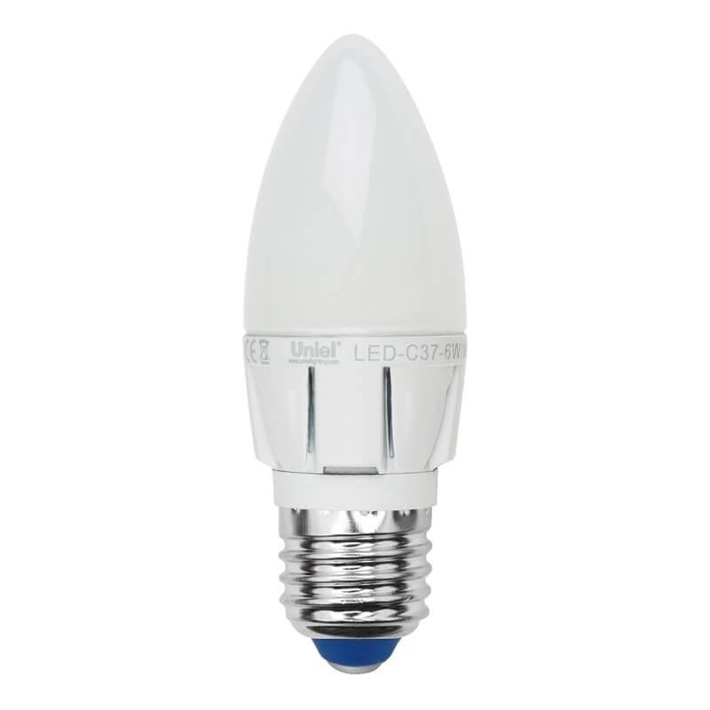 Диммируемая светодиодная лампа E27 6W 4500К (белый) Palazzo Uniel ED-C37-6W-NW-E27-FR-DIM ALP01WH (8689)