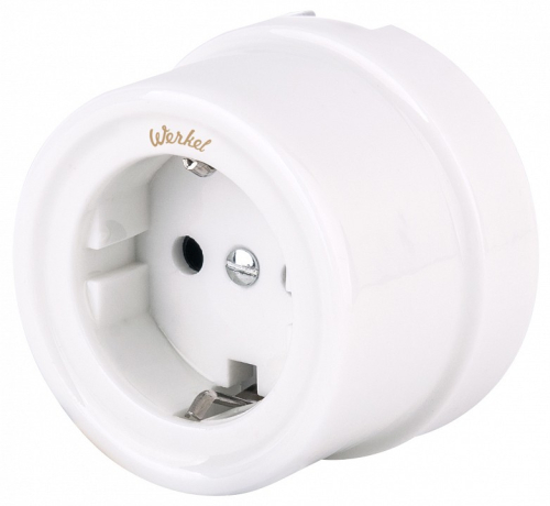 Розетка с заземлением, без рамки Werkel Ретро (белый) W5671001
