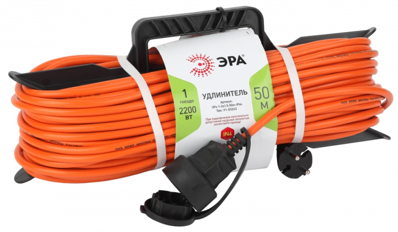 Удлинитель силовой ЭРА -1-2x1.5-50m-IP44 248021