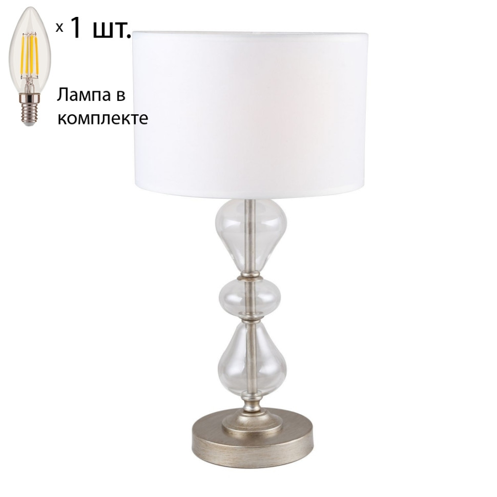 Настольная лампа с лампочкой Favourite Ironia 2554-1T+Lamps E14 Свеча свеча классическая 7х10 см белая