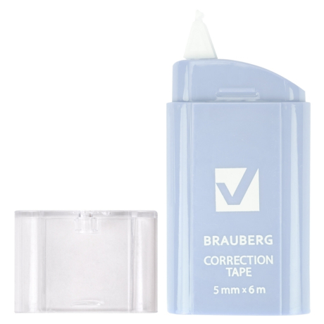 Нарушена упаковка! <757610> Корректирующая лента BRAUBERG COMPACT PASTEL, 5 мм х 6 м, корпус ассорти, блистер, 272495